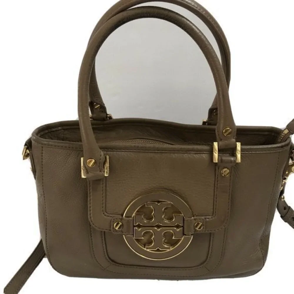 Tory Burch Handbag Satchel Leather Taupe